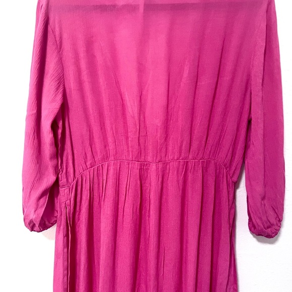 NEW ASOS magenta Maxi kimono beach summer with V-Neck and Bishop Sleeves 8 - Picture 7 of 7
